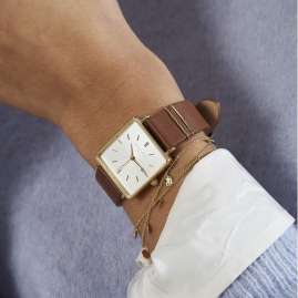 Rosefield QSCG-Q029 Damenarmbanduhr Quarz Boxy Braun/Goldfarben
