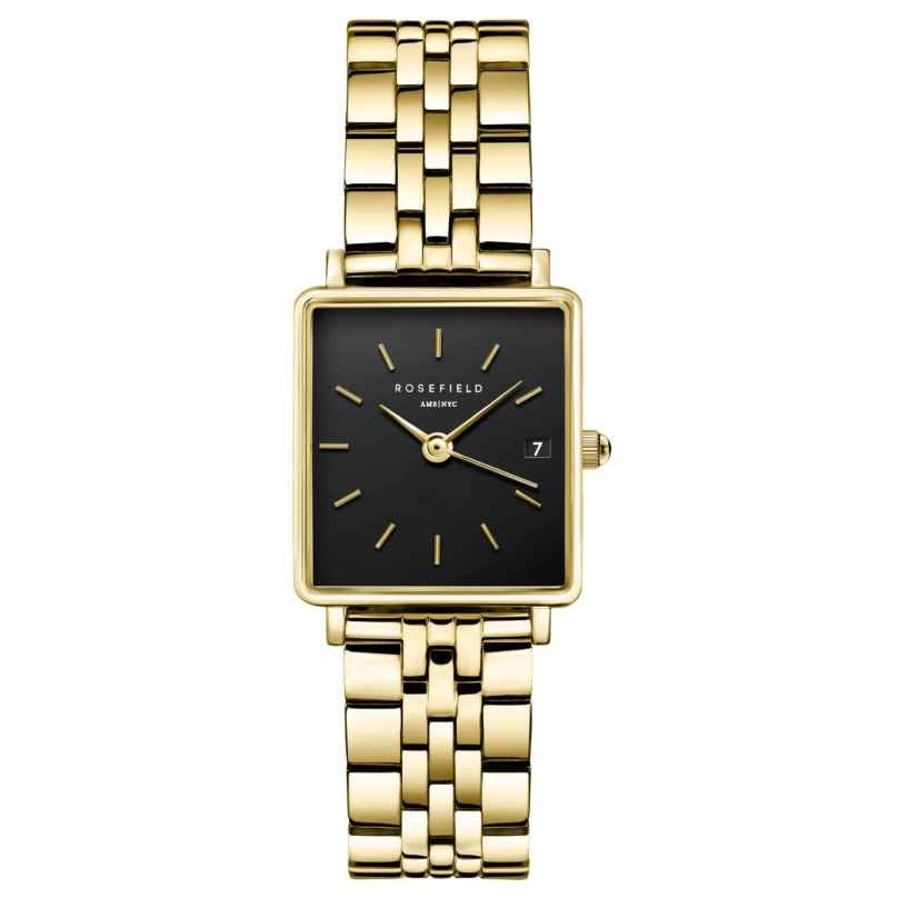 Rosefield QMBG-Q025 Damen-Armbanduhr Quarz Boxy XS Goldfarben/Schwarz 8720039333444