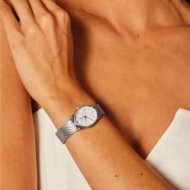 Rosefield OWSMS-OV11 Damen-Armbanduhr Oval Silberfarben/Perlmutt