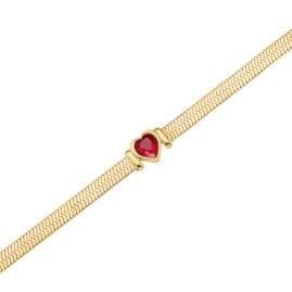 Rosefield JBSRG-J1012 Damen-Armband Snake Heart Goldfarben Roter Kristall