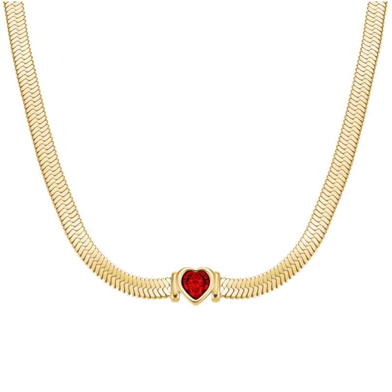 Rosefield JNSRG-J1004 Women's Necklace Snake Heart Choker Gold Tone Ruby 8720791527327
