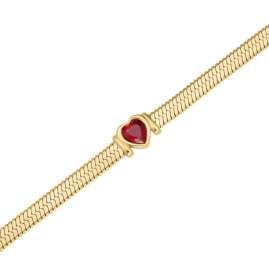 Rosefield JNSRG-J1004 Women's Necklace Snake Heart Choker Gold Tone Ruby