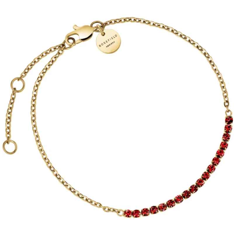 Rosefield JBTSG-J907 Damen-Armband Tennisarmband Siam Rot Goldfarben 8720791525972
