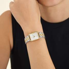 Rosefield QMWSSG-Q023 Damen-Armbanduhr Boxy XS Silber Gold Duo