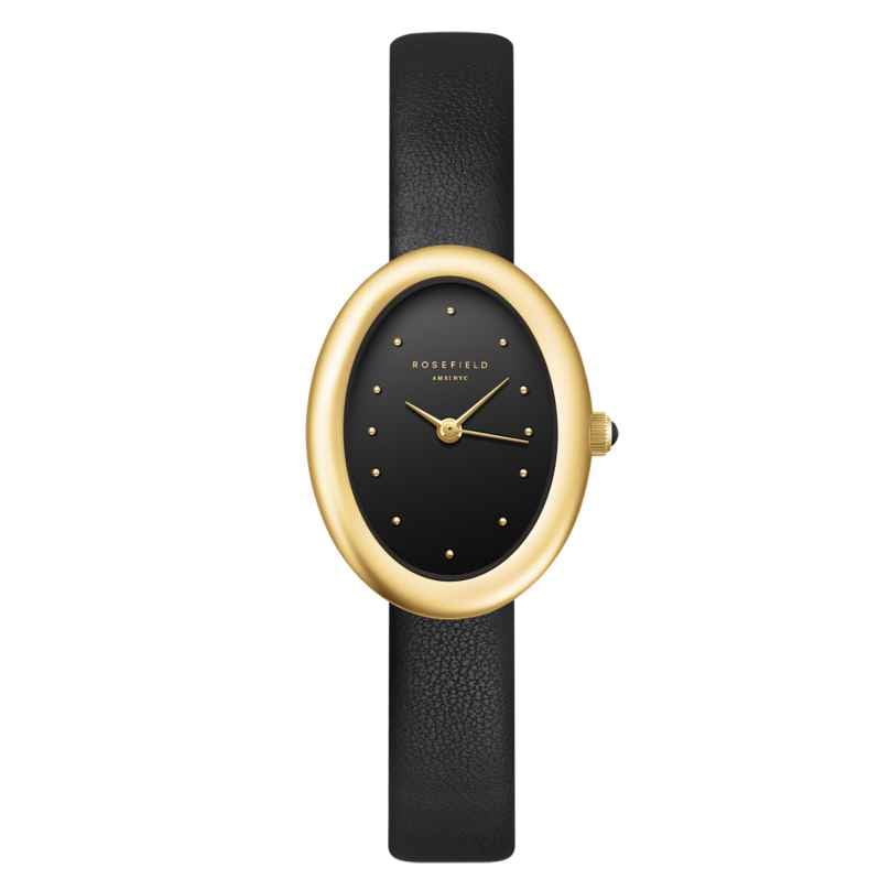 Rosefield OVBGLG-OV18 Damenuhr Oval Schwarz/Goldfarben 8721292002801