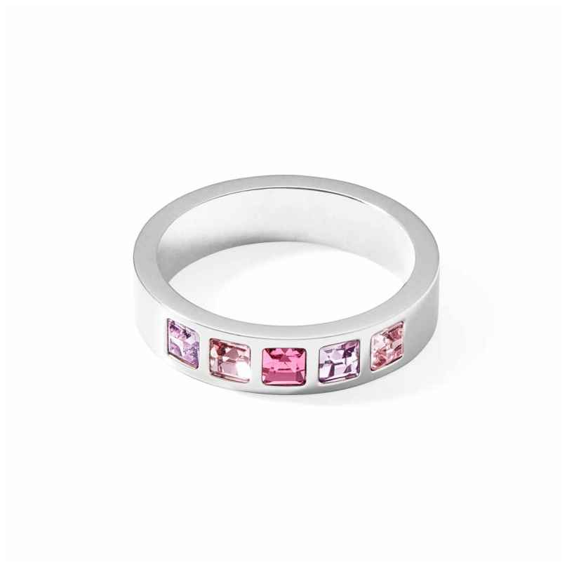 Coeur de Lion 0130/40-1917 Women's Ring Stainless Steel Pavé multi-pink