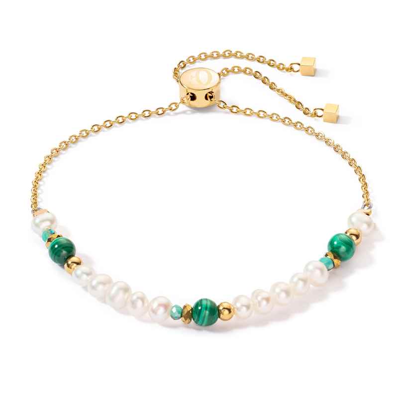 Coeur de Lion 1108/30-0500 Women's Pearl Bracelet White-Green-Gold 4251588327744