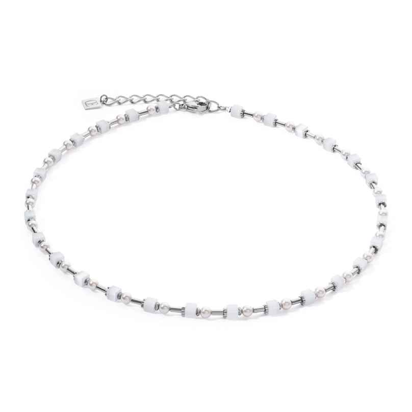 Coeur de Lion 4356/10-1417 Damen-Halskette Mini Cubes & Pearls Mix Silber-Weiß 4251588334315
