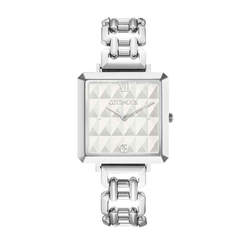 Coeur de Lion 7660/74-1717 Women's Watch Iconic Cube Spikes Statement Silver Tone 4251588335589