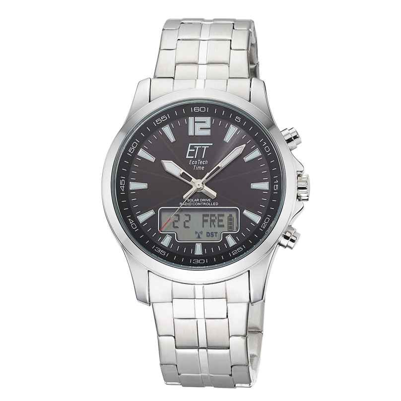 ETT Eco Tech Time EGA-11715-21M Funk-Solar Herrenuhr Professional Worldtimer Schwarz 4260736036360