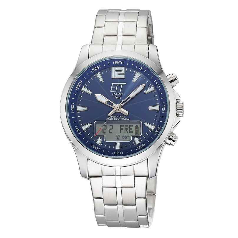 ETT Eco Tech Time EGA-11716-31M Funk-Solar Herrenuhr Professional Worldtimer Blau 4260736036377