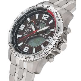 ETT Eco Tech Time EGT-11720-22M Funk-Solar Herrenuhr Professional Worldtimer Titan