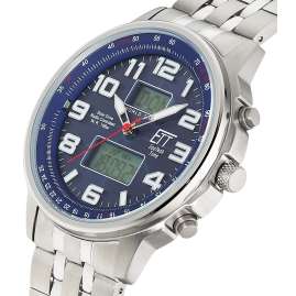 ETT Eco Tech Time EGS-11733-32M Funk-Solar Herrenuhr Hunter II Stahl/Blau