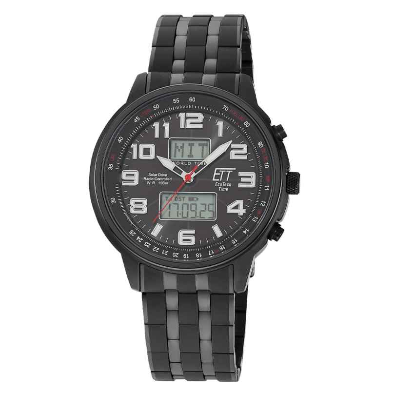 ETT Eco Tech Time EGS-11736-22M Funk-Solar Herrenuhr Hunter II Schwarz 4260736036827