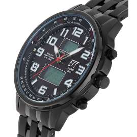 ETT Eco Tech Time EGS-11736-22M Funk-Solar Herrenuhr Hunter II Schwarz