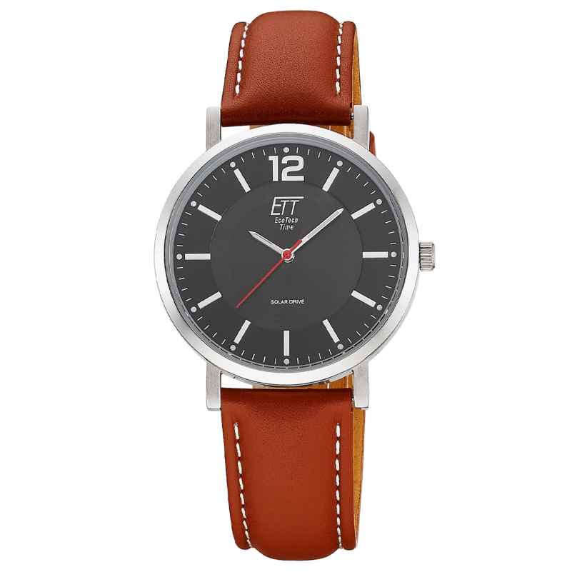 ETT Eco Tech Time EGS-12159-21L Solaruhr für Herren mit Lederband Braun/Schwarz 4260736036926