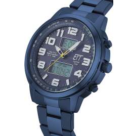 ETT Eco Tech Time EGS-11445-32M Funk-Solar Herrenuhr Hunter II Edelstahl Blau