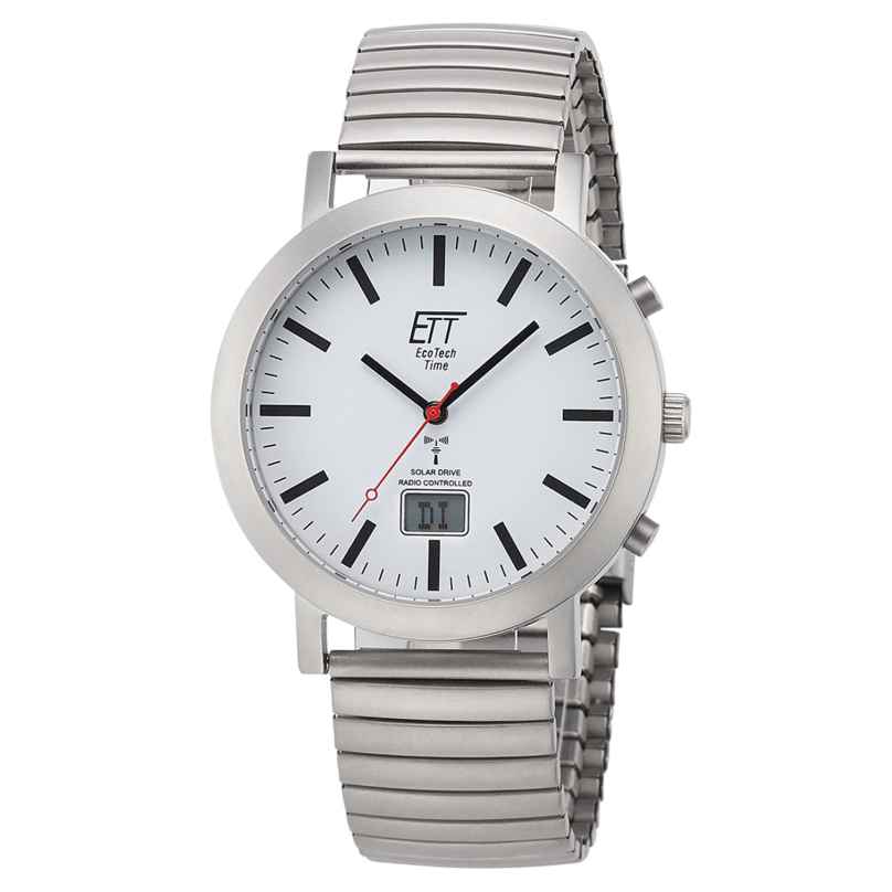 ETT Eco Tech Time EGS-11580-11M Funk-Solar Herren-Armbanduhr Station Watch mit Zugband 4260736032027