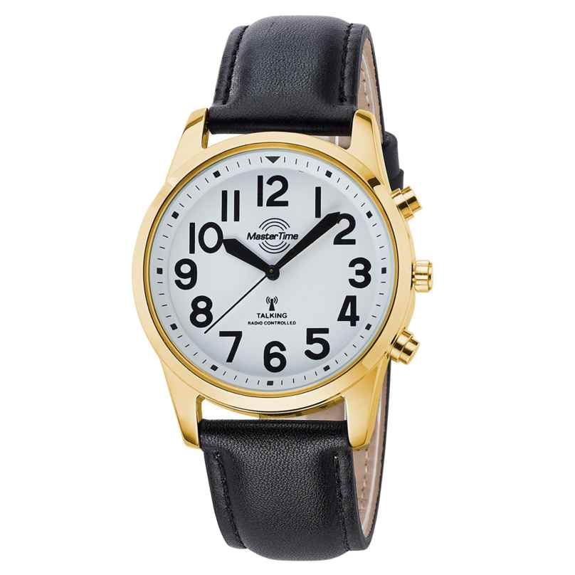 Master Time MTGA-10940-12L Sprechende Herren-Funkuhr Goldfarben/Schwarz 4260736035905
