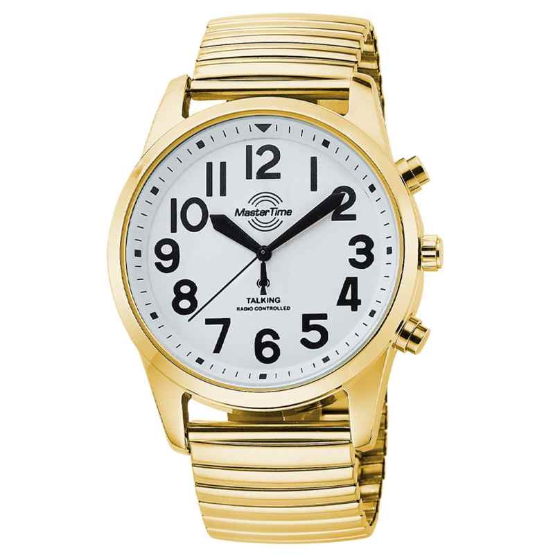 Master Time MTGA-10941-12Z Talking Radio-Controlled Men's Watch Gold Tone Elastic 4260736035912