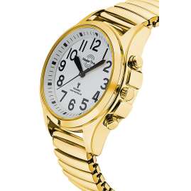 Master Time MTLA-10943-12Z Sprechende Damen-Funkuhr Goldfarben mit Zugband