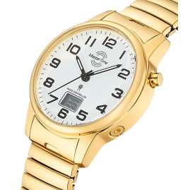 Master Time MTLA-10947-12Z Ladies' Radio-Controlled Watch Daily Elastic Gold Tone