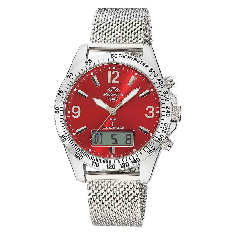 Master Time MTGA-10962-82M Herren-Armbanduhr Funk Sporty Big Date Chrono Rot 4260736036278