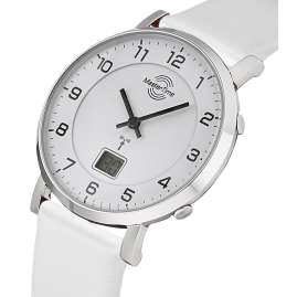Master Time MTLS-10741-12WL Funkuhr für Damen mit Lederband Weiß