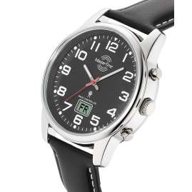 Master Time MTGA-10816-21L Men's Radio-Controlled Watch with Leather Strap Black