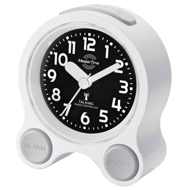 Master Time MTC-71030-12W German Talking Radio-Controlled Alarm Clock White/Black 4260736033345