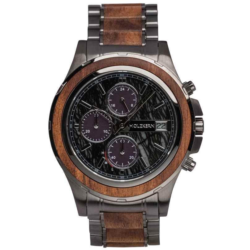 Holzkern Herrenuhr Solar-Chronograph Angkor Koa/Marmor 9010631014438