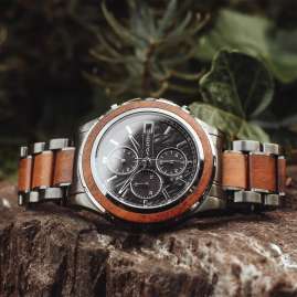 Holzkern Men's Watch Solar Chronograph Angkor Koa/Marble