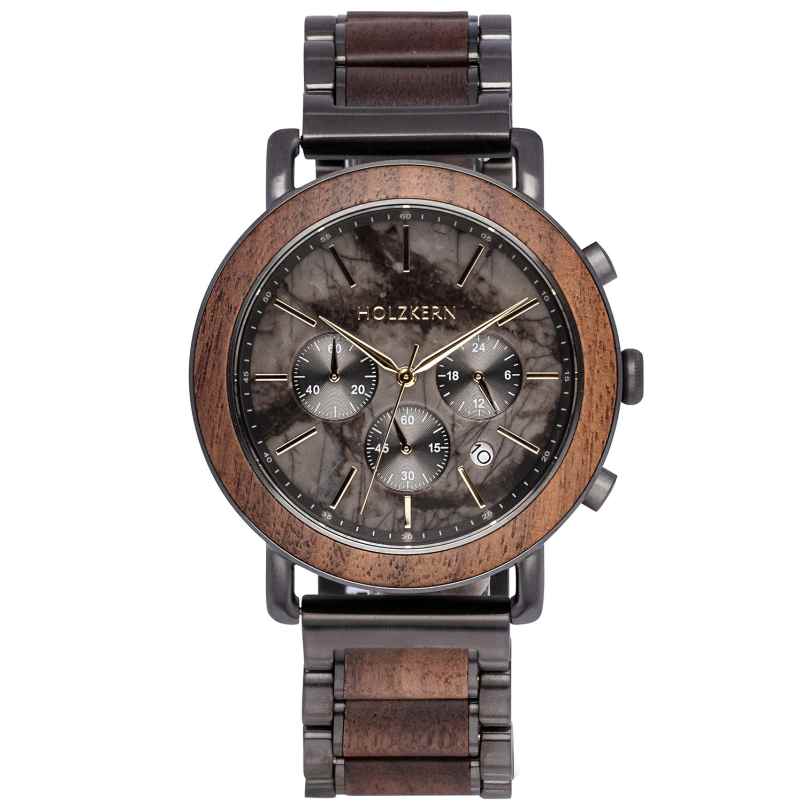 Holzkern Men's Watch Quartz Chronograph Askja Walnut/Marble 9120078335116
