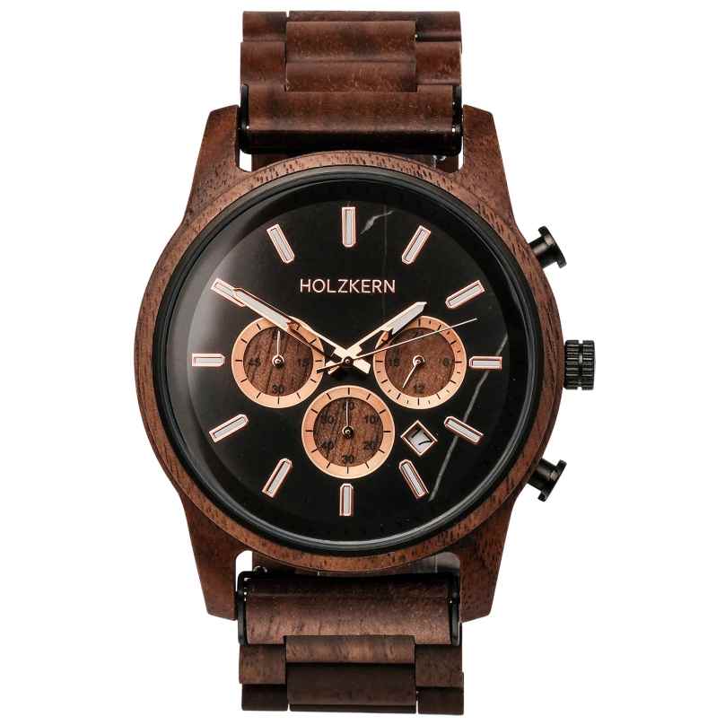 Holzkern Herrenuhr Quarz Chronograph Buschwerk Walnuss/Marmor 9010631016364