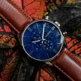 Holzkern Men's Watch Chronograph Naturalist Marble/Silver Tone