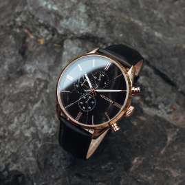 Holzkern Men's Quartz Watch Chronograph Relational Marble/Rose Gold Tone