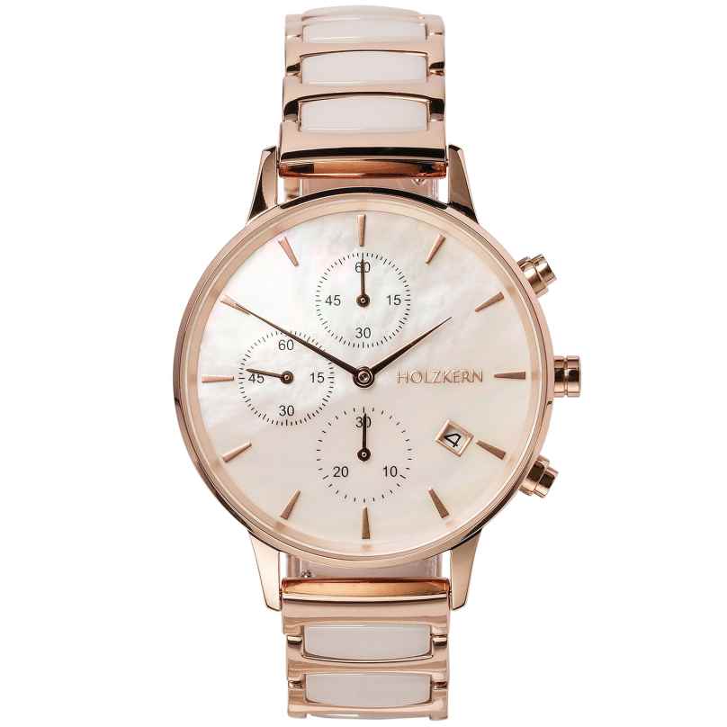 Holzkern Damenuhr Chronograph Shiny Perlmutt/Keramik 9010631016418