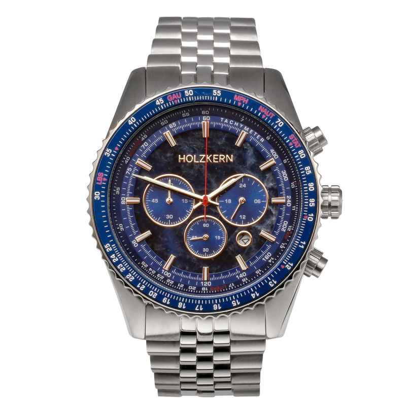 Holzkern Herrenuhr Chronograph Openhorizon Marmor Blau 9010631018306