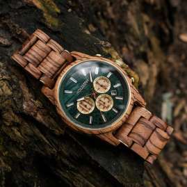 Holzkern Men's Watch Chronograph Blätterdach Zebrano/Marble