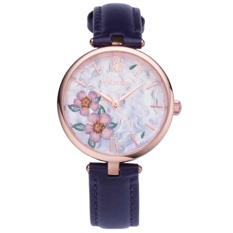 Holzkern Damenuhr Everbloom Pflaumenblüte Violett/Roségoldfarben 9010631022358
