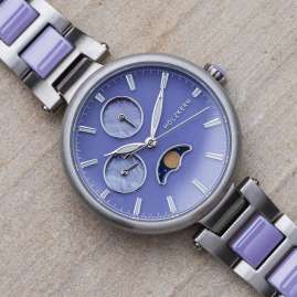 Holzkern Damenarmbanduhr Moonbow Lila Gerais/Keramik