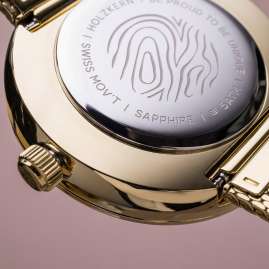 Holzkern Damenuhr Suncatcher Perlmutt/Goldfarben