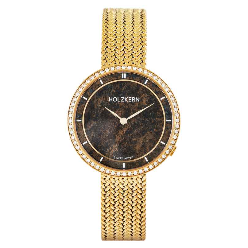 Holzkern Women's Watch Coralline Bronzite/Gold Tone with 2 Straps 9010631022327
