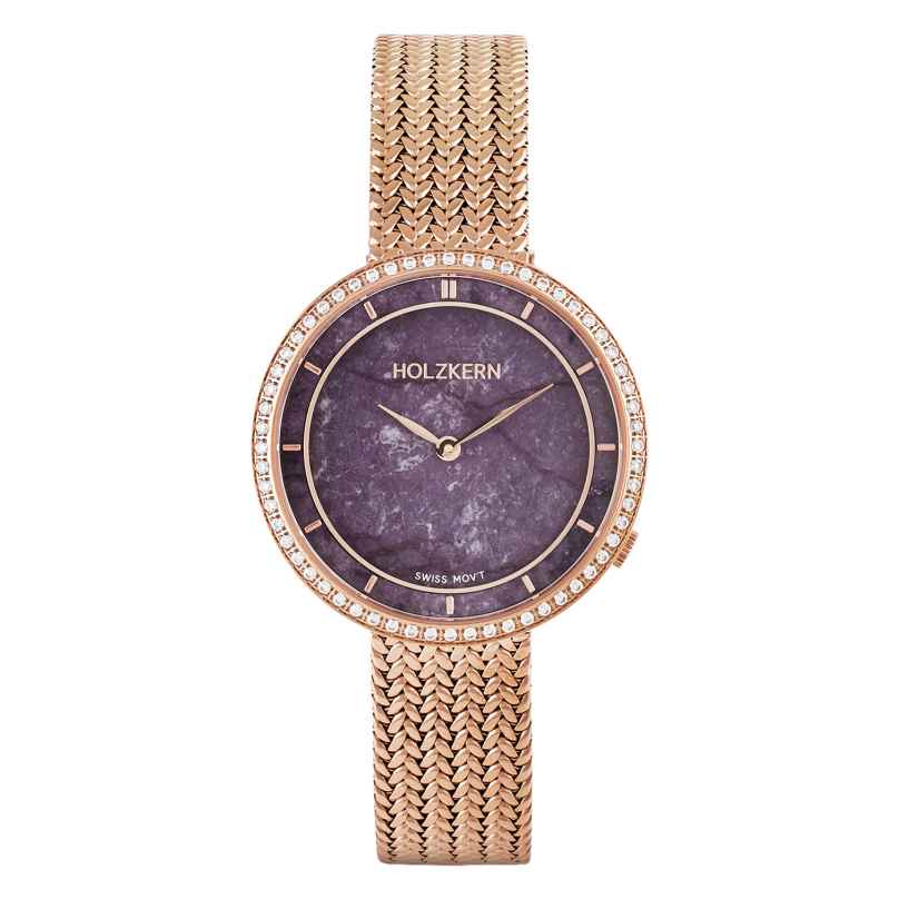 Holzkern Damenuhr Coralline Amethyst/Roségoldfarben mit 2 Bändern 9010631022310