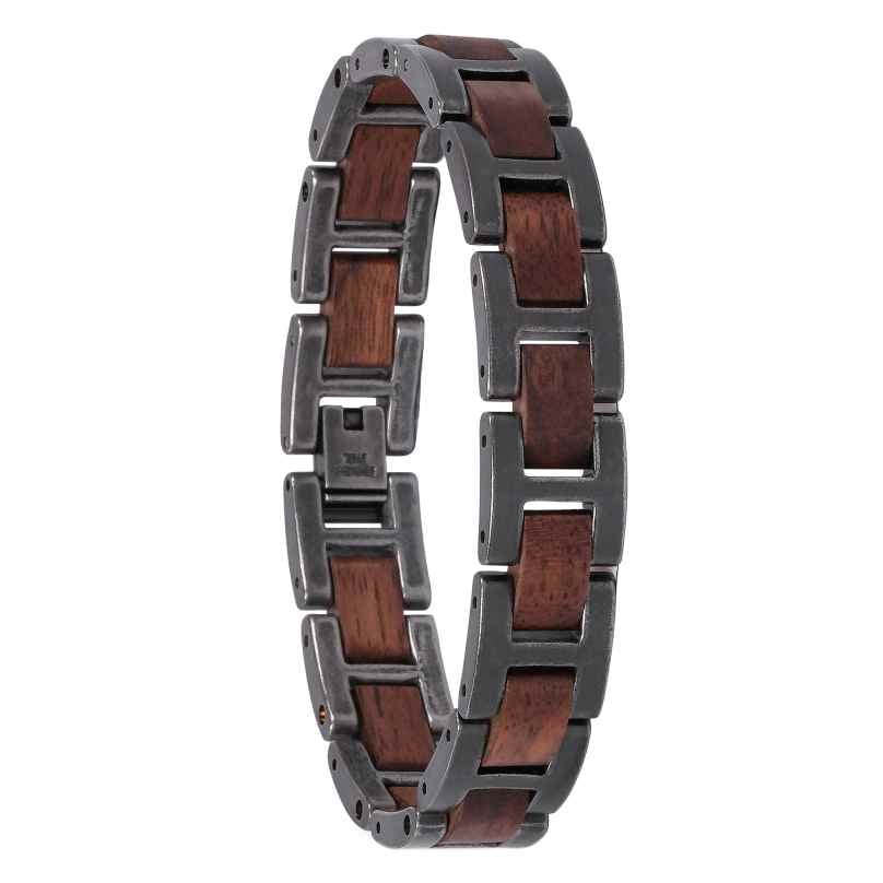 Holzkern Herren-Armband Edelstahl mit Holz Acoustic Walnuss/Antik-Silberfarben 9120078334201