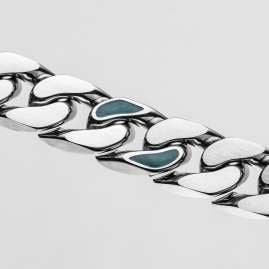 Holzkern Herrenarmband Edelstahl Bodyguards Türkis/Silberfarben