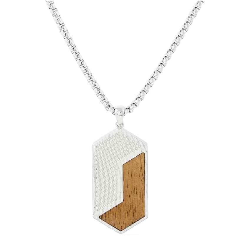 Holzkern Herren-Halskette Edelstahl Zigzag Koa/Damast 9010631019273
