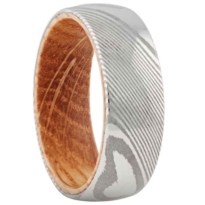 Holzkern Herren-Ring Edelstahl Sumo Eiche/Damast