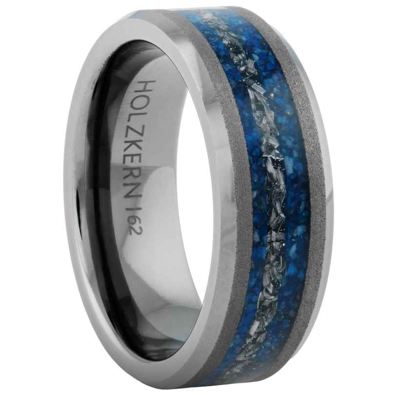 Holzkern Herrenring Sumo Meteorit/Lapislazuli