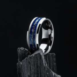 Holzkern Herrenring Sumo Meteorit/Lapislazuli